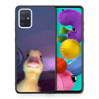 Thumbnail for Θήκη Samsung A51 Meme Duck από τη Smartfits με σχέδιο στο πίσω μέρος και μαύρο περίβλημα | Samsung A51 Meme Duck case with colorful back and black bezels