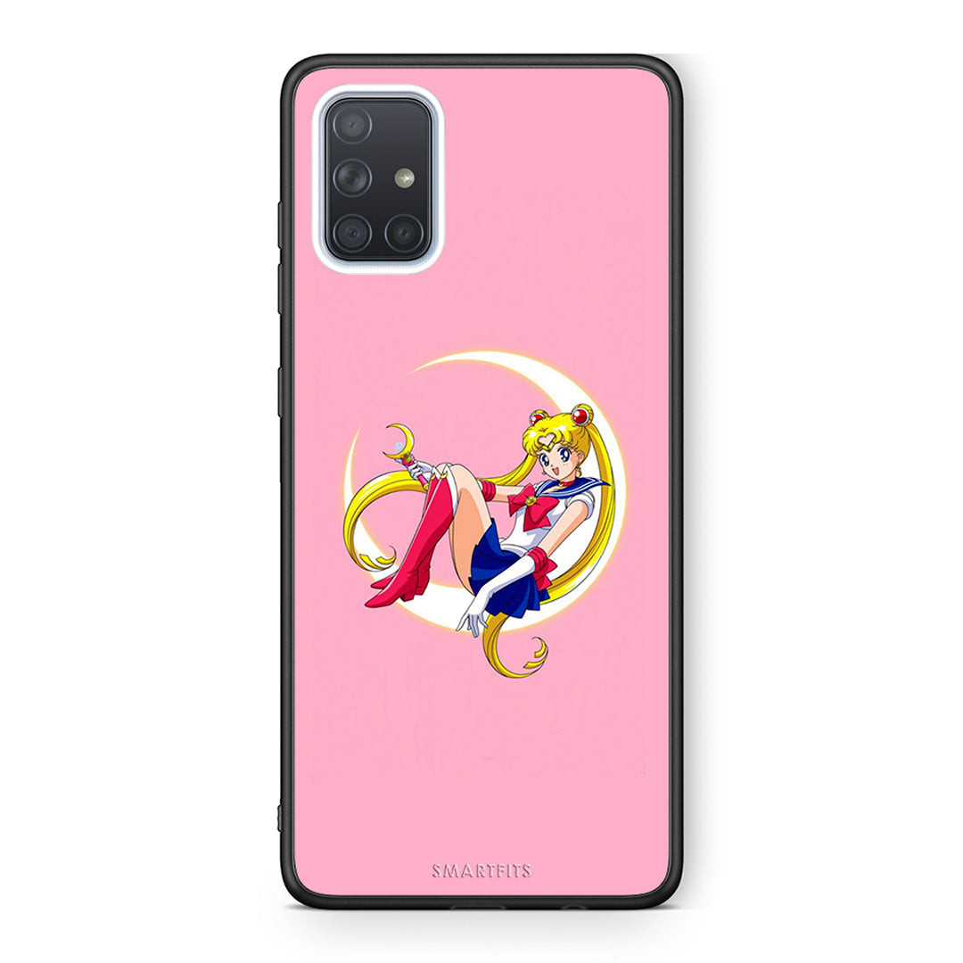 Samsung A51 Moon Girl θήκη από τη Smartfits με σχέδιο στο πίσω μέρος και μαύρο περίβλημα | Smartphone case with colorful back and black bezels by Smartfits