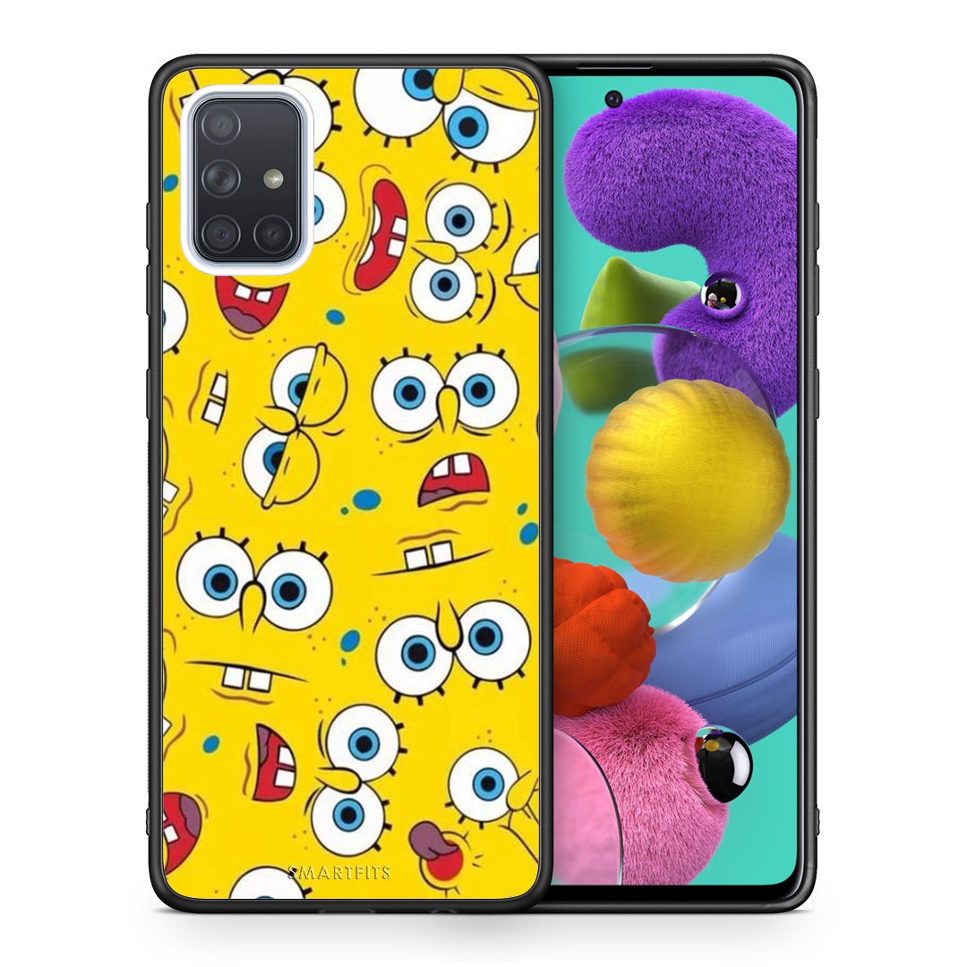 Θήκη Samsung A51 Sponge PopArt από τη Smartfits με σχέδιο στο πίσω μέρος και μαύρο περίβλημα | Samsung A51 Sponge PopArt case with colorful back and black bezels