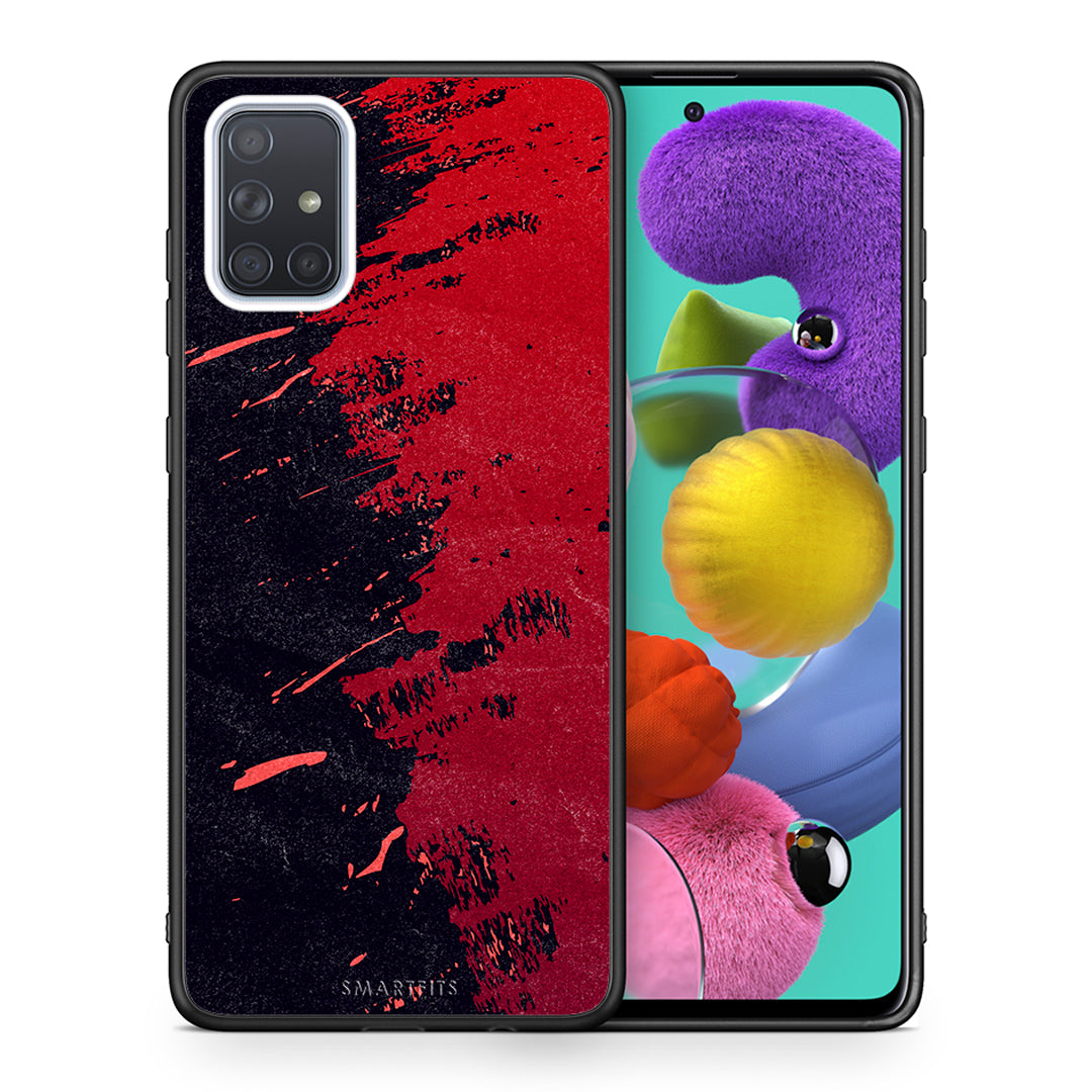 Θήκη Αγίου Βαλεντίνου Samsung A51 Red Paint από τη Smartfits με σχέδιο στο πίσω μέρος και μαύρο περίβλημα | Samsung A51 Red Paint case with colorful back and black bezels