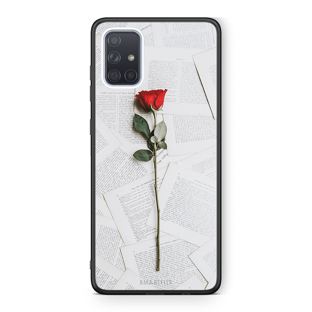 Samsung A51 Red Rose θήκη από τη Smartfits με σχέδιο στο πίσω μέρος και μαύρο περίβλημα | Smartphone case with colorful back and black bezels by Smartfits