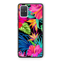 Thumbnail for Samsung A71 Tropical Flowers θήκη από τη Smartfits με σχέδιο στο πίσω μέρος και μαύρο περίβλημα | Smartphone case with colorful back and black bezels by Smartfits