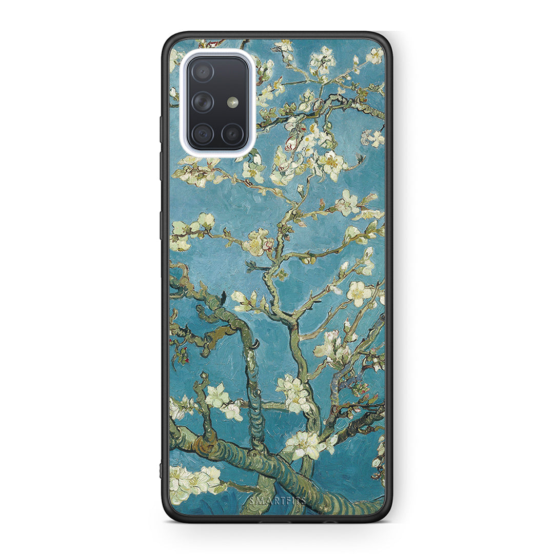 Samsung A71 White Blossoms θήκη από τη Smartfits με σχέδιο στο πίσω μέρος και μαύρο περίβλημα | Smartphone case with colorful back and black bezels by Smartfits