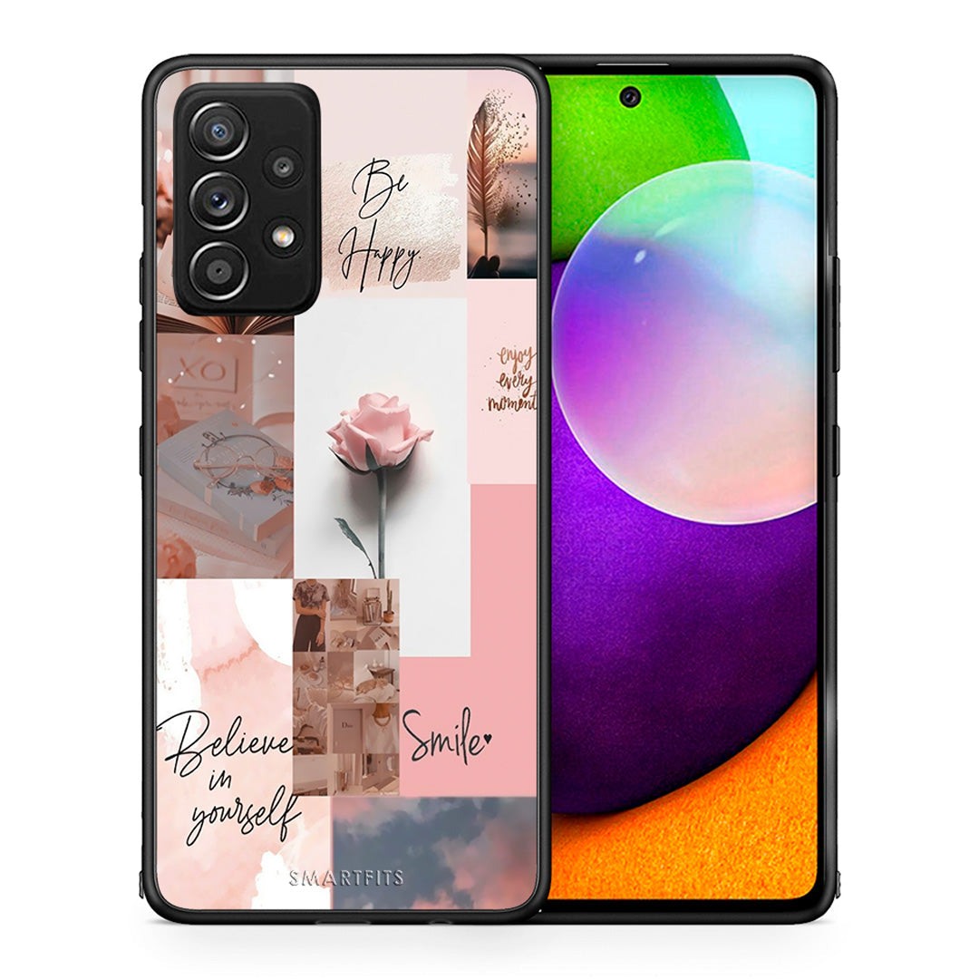 Θήκη Samsung Galaxy A52 Aesthetic Collage από τη Smartfits με σχέδιο στο πίσω μέρος και μαύρο περίβλημα | Samsung Galaxy A52 Aesthetic Collage case with colorful back and black bezels