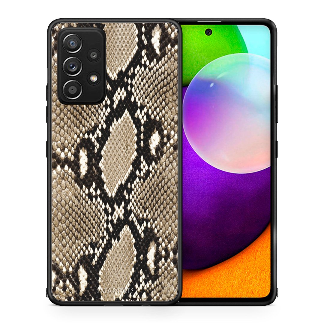 Θήκη Samsung Galaxy A52 Fashion Snake Animal από τη Smartfits με σχέδιο στο πίσω μέρος και μαύρο περίβλημα | Samsung Galaxy A52 Fashion Snake Animal case with colorful back and black bezels