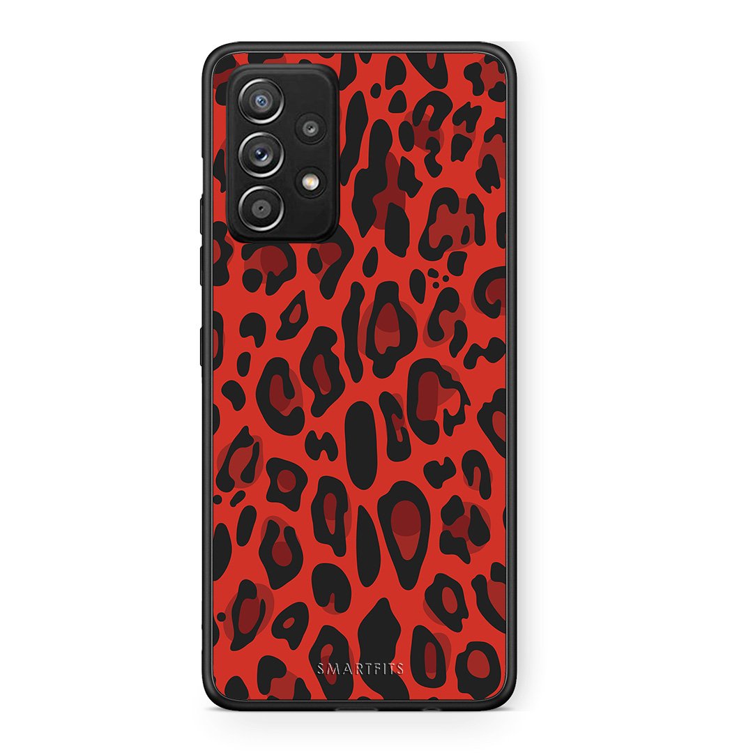 4 - Samsung Galaxy A52 Red Leopard Animal case, cover, bumper