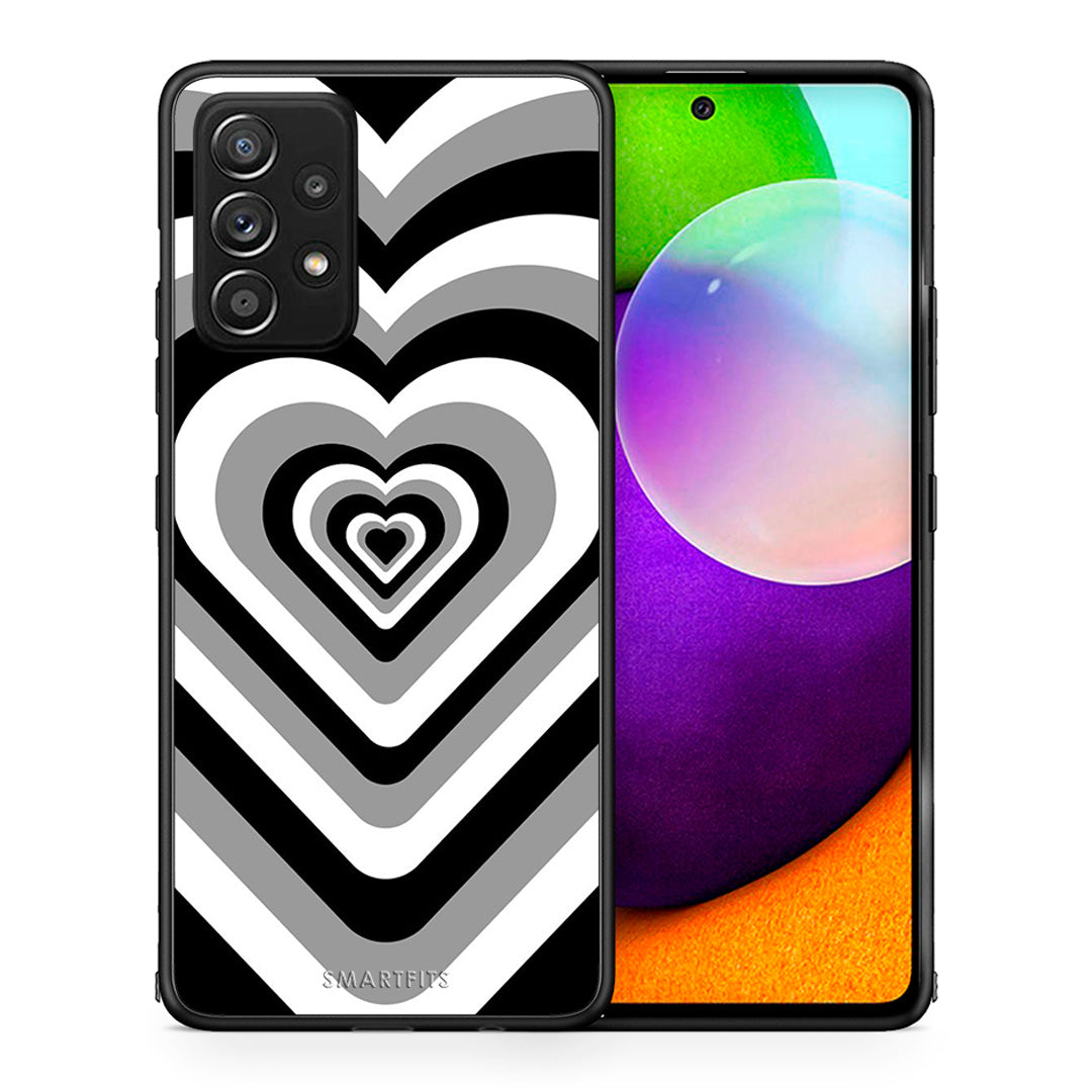 Θήκη Samsung Galaxy A52 Black Hearts από τη Smartfits με σχέδιο στο πίσω μέρος και μαύρο περίβλημα | Samsung Galaxy A52 Black Hearts case with colorful back and black bezels