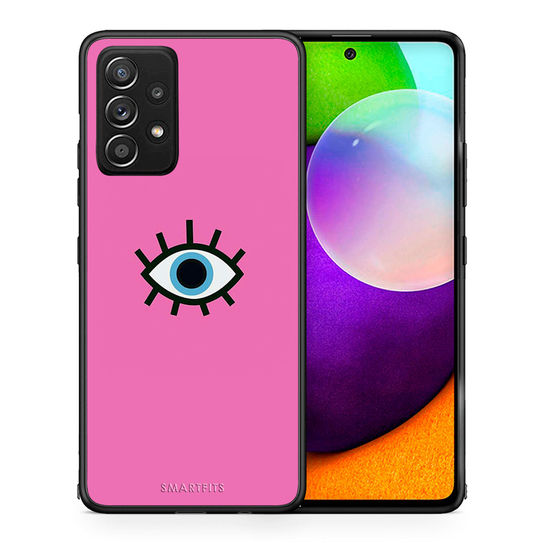 Θήκη Samsung Galaxy A52 Blue Eye Pink από τη Smartfits με σχέδιο στο πίσω μέρος και μαύρο περίβλημα | Samsung Galaxy A52 Blue Eye Pink case with colorful back and black bezels
