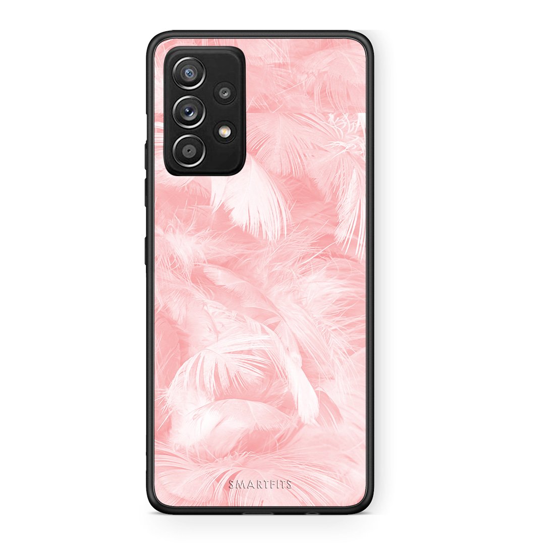 33 - Samsung Galaxy A52 Pink Feather Boho case, cover, bumper