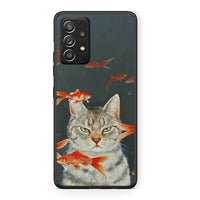 Thumbnail for Samsung Galaxy A52 Cat Goldfish θήκη από τη Smartfits με σχέδιο στο πίσω μέρος και μαύρο περίβλημα | Smartphone case with colorful back and black bezels by Smartfits