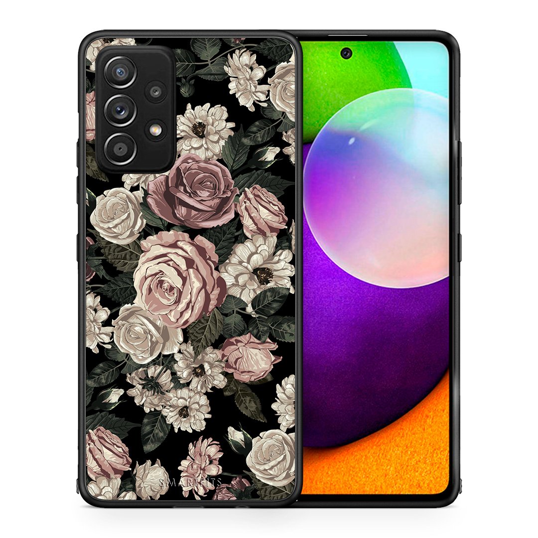 Θήκη Samsung Galaxy A52 Wild Roses Flower από τη Smartfits με σχέδιο στο πίσω μέρος και μαύρο περίβλημα | Samsung Galaxy A52 Wild Roses Flower case with colorful back and black bezels