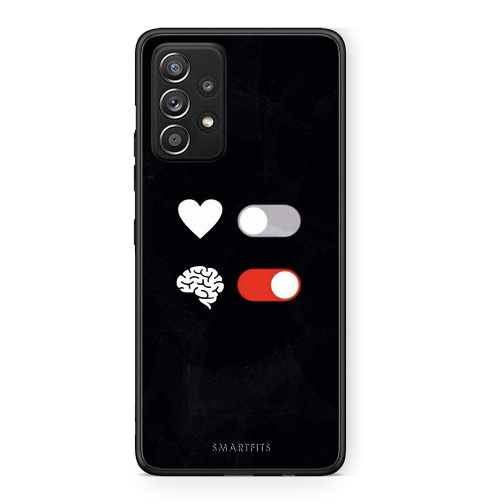 Samsung Galaxy A52 Heart Vs Brain Θήκη Αγίου Βαλεντίνου από τη Smartfits με σχέδιο στο πίσω μέρος και μαύρο περίβλημα | Smartphone case with colorful back and black bezels by Smartfits