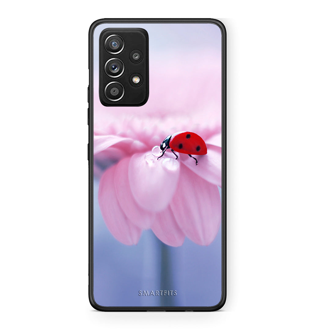 Samsung Galaxy A52 Ladybug Flower θήκη από τη Smartfits με σχέδιο στο πίσω μέρος και μαύρο περίβλημα | Smartphone case with colorful back and black bezels by Smartfits