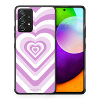 Thumbnail for Θήκη Samsung Galaxy A52 Lilac Hearts από τη Smartfits με σχέδιο στο πίσω μέρος και μαύρο περίβλημα | Samsung Galaxy A52 Lilac Hearts case with colorful back and black bezels