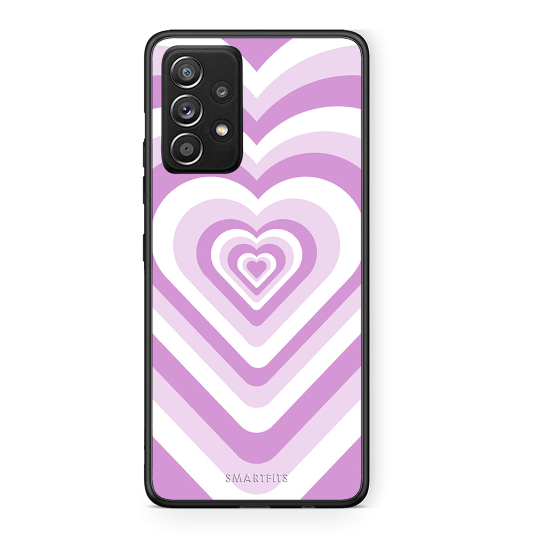 Samsung Galaxy A52 Lilac Hearts θήκη από τη Smartfits με σχέδιο στο πίσω μέρος και μαύρο περίβλημα | Smartphone case with colorful back and black bezels by Smartfits