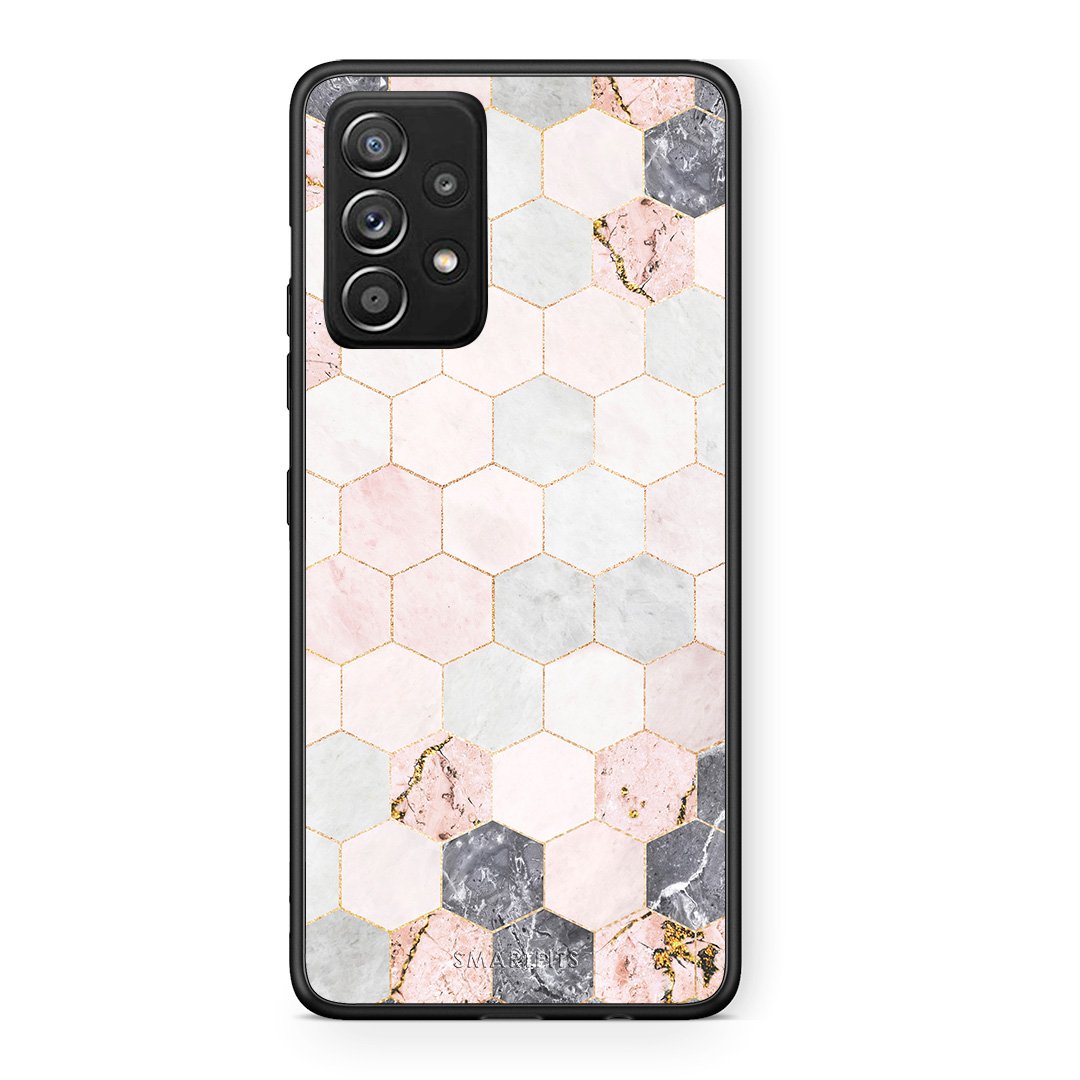 4 - Samsung Galaxy A52 Hexagon Pink Marble case, cover, bumper