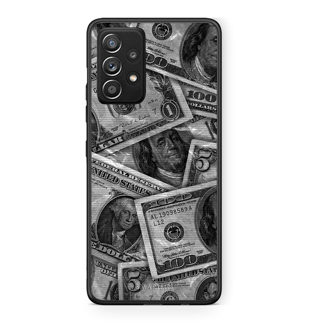 Samsung Galaxy A52 Money Dollars θήκη από τη Smartfits με σχέδιο στο πίσω μέρος και μαύρο περίβλημα | Smartphone case with colorful back and black bezels by Smartfits