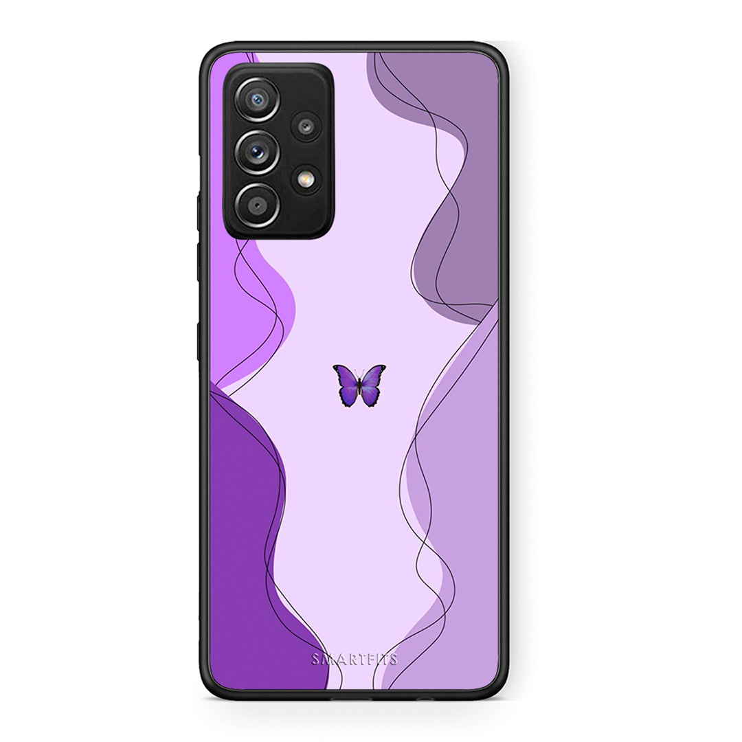 Samsung Galaxy A52 Purple Mariposa Θήκη Αγίου Βαλεντίνου από τη Smartfits με σχέδιο στο πίσω μέρος και μαύρο περίβλημα | Smartphone case with colorful back and black bezels by Smartfits