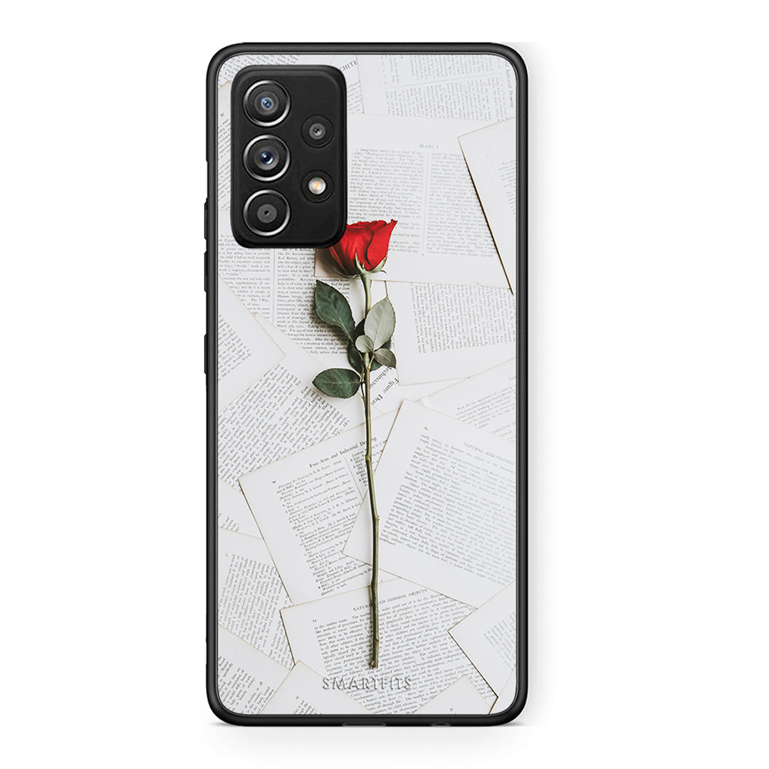 Samsung Galaxy A52 Red Rose θήκη από τη Smartfits με σχέδιο στο πίσω μέρος και μαύρο περίβλημα | Smartphone case with colorful back and black bezels by Smartfits