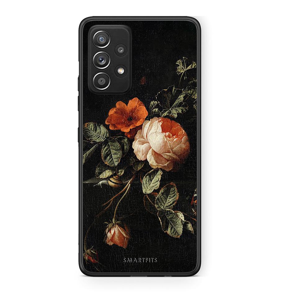 Samsung Galaxy A52 Vintage Roses θήκη από τη Smartfits με σχέδιο στο πίσω μέρος και μαύρο περίβλημα | Smartphone case with colorful back and black bezels by Smartfits