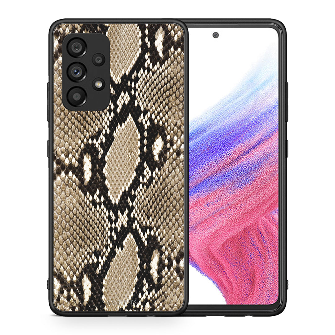 Θήκη Samsung A53 5G Fashion Snake Animal από τη Smartfits με σχέδιο στο πίσω μέρος και μαύρο περίβλημα | Samsung A53 5G Fashion Snake Animal case with colorful back and black bezels