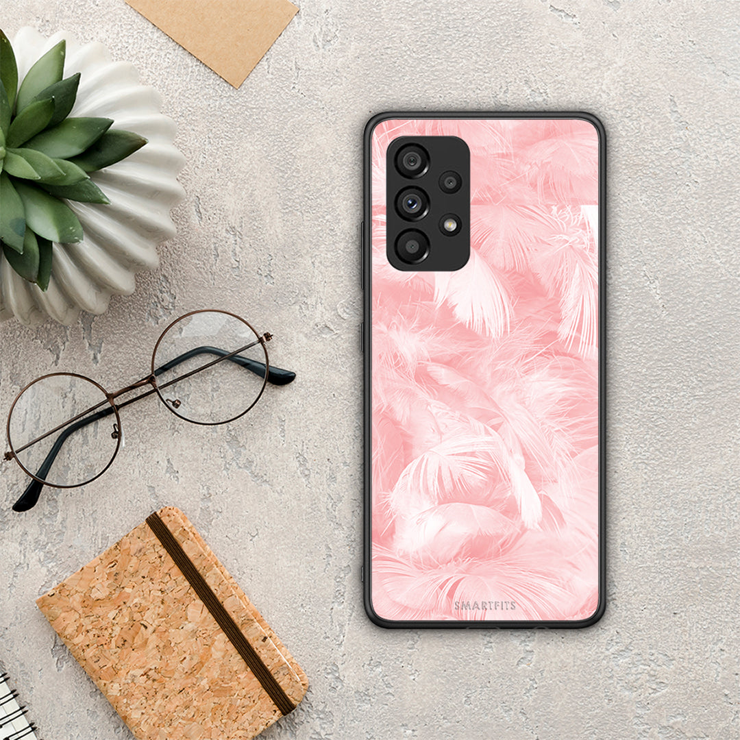 Boho Pink Feather - Samsung Galaxy A53 5G case