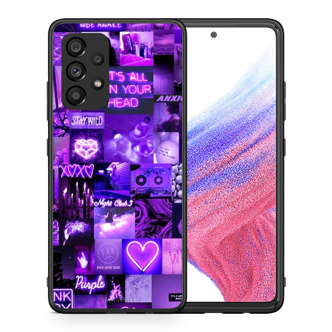 Θήκη Αγίου Βαλεντίνου Samsung A53 5G Collage Stay Wild από τη Smartfits με σχέδιο στο πίσω μέρος και μαύρο περίβλημα | Samsung A53 5G Collage Stay Wild case with colorful back and black bezels