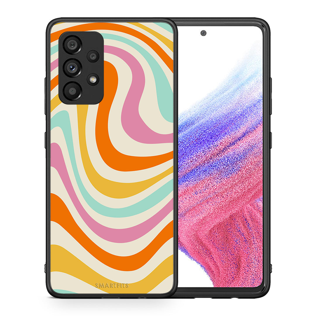 Θήκη Samsung A53 5G Colourful Waves από τη Smartfits με σχέδιο στο πίσω μέρος και μαύρο περίβλημα | Samsung A53 5G Colourful Waves case with colorful back and black bezels
