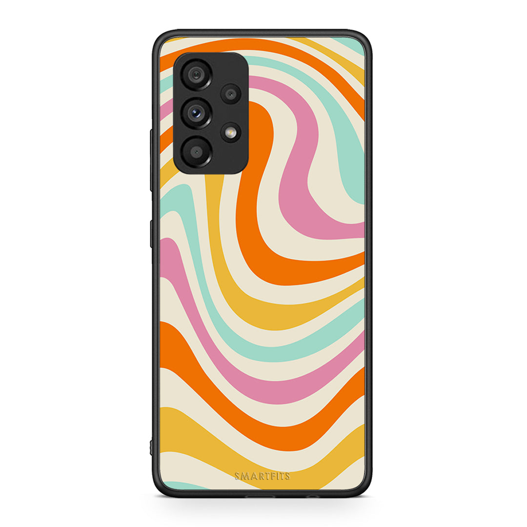 Samsung A53 5G Colourful Waves θήκη από τη Smartfits με σχέδιο στο πίσω μέρος και μαύρο περίβλημα | Smartphone case with colorful back and black bezels by Smartfits