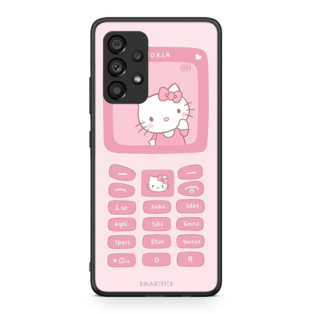 Samsung A53 5G Hello Kitten Θήκη Αγίου Βαλεντίνου από τη Smartfits με σχέδιο στο πίσω μέρος και μαύρο περίβλημα | Smartphone case with colorful back and black bezels by Smartfits