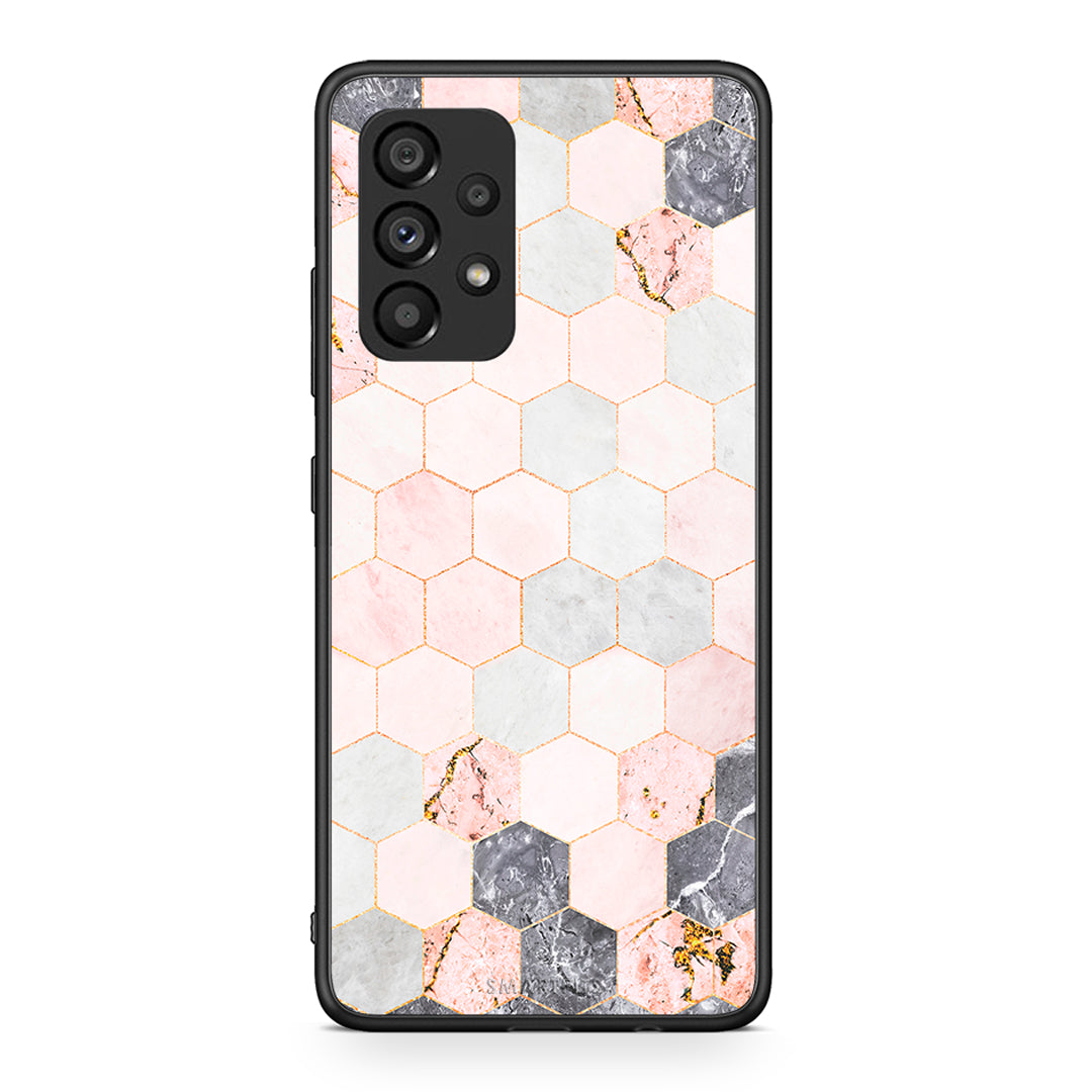 4 - Samsung A53 5G Hexagon Pink Marble case, cover, bumper