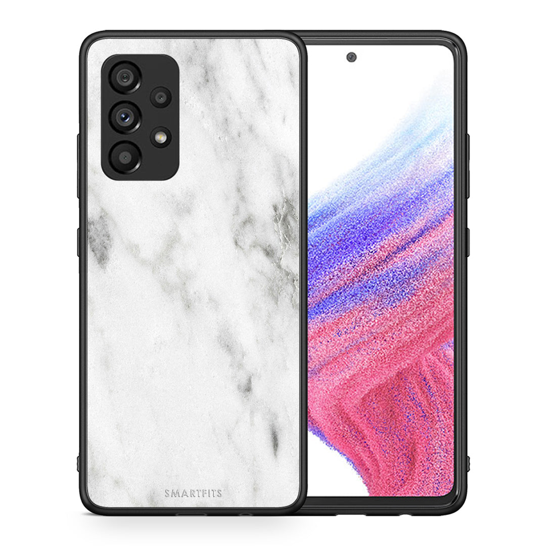 Θήκη Samsung A53 5G White Marble από τη Smartfits με σχέδιο στο πίσω μέρος και μαύρο περίβλημα | Samsung A53 5G White Marble case with colorful back and black bezels