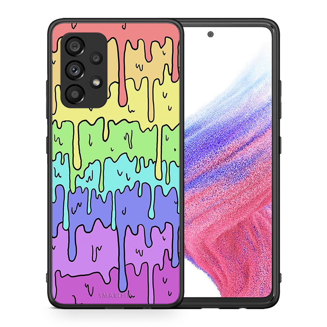 Θήκη Samsung A53 5G Melting Rainbow από τη Smartfits με σχέδιο στο πίσω μέρος και μαύρο περίβλημα | Samsung A53 5G Melting Rainbow case with colorful back and black bezels