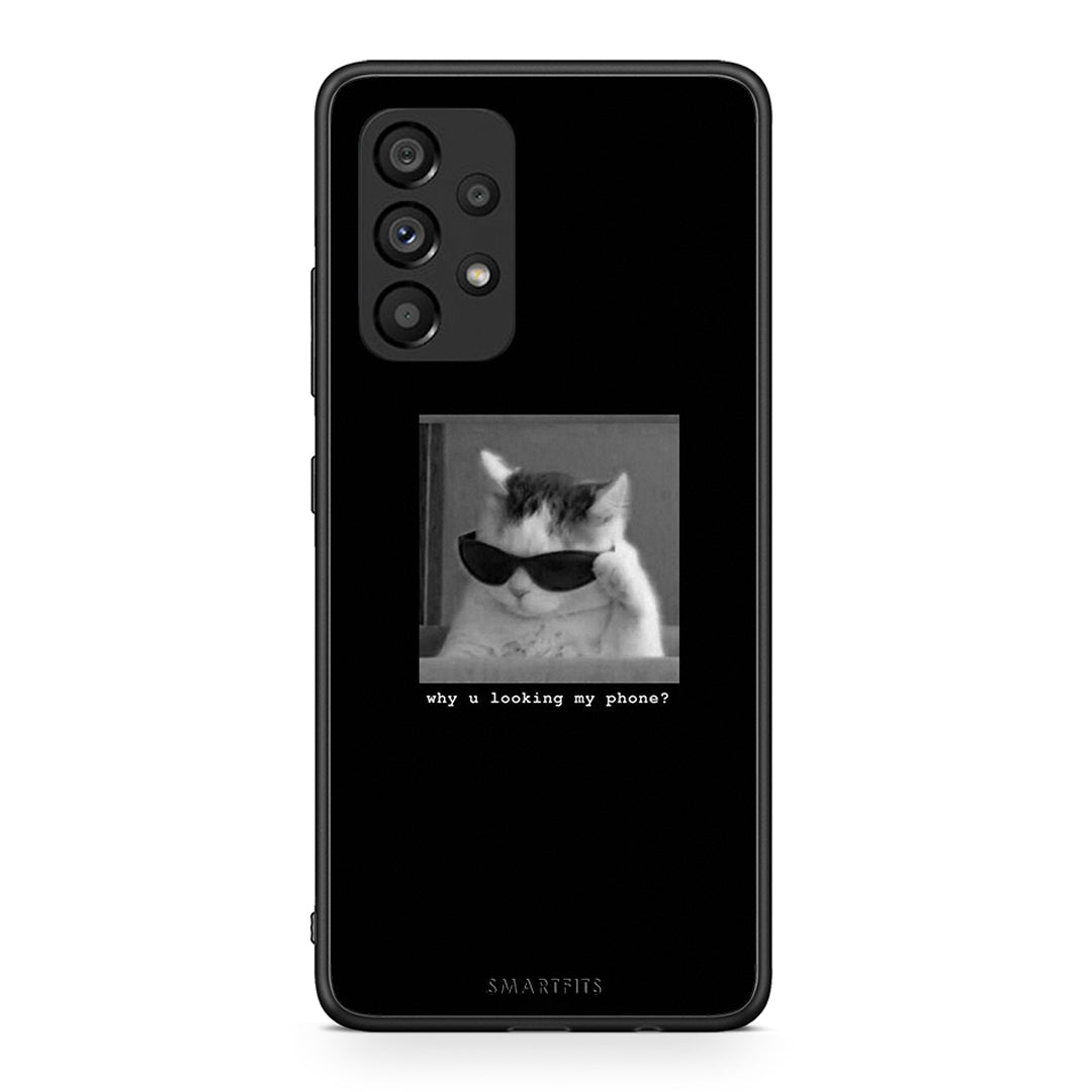 Samsung A53 5G Meme Cat θήκη από τη Smartfits με σχέδιο στο πίσω μέρος και μαύρο περίβλημα | Smartphone case with colorful back and black bezels by Smartfits