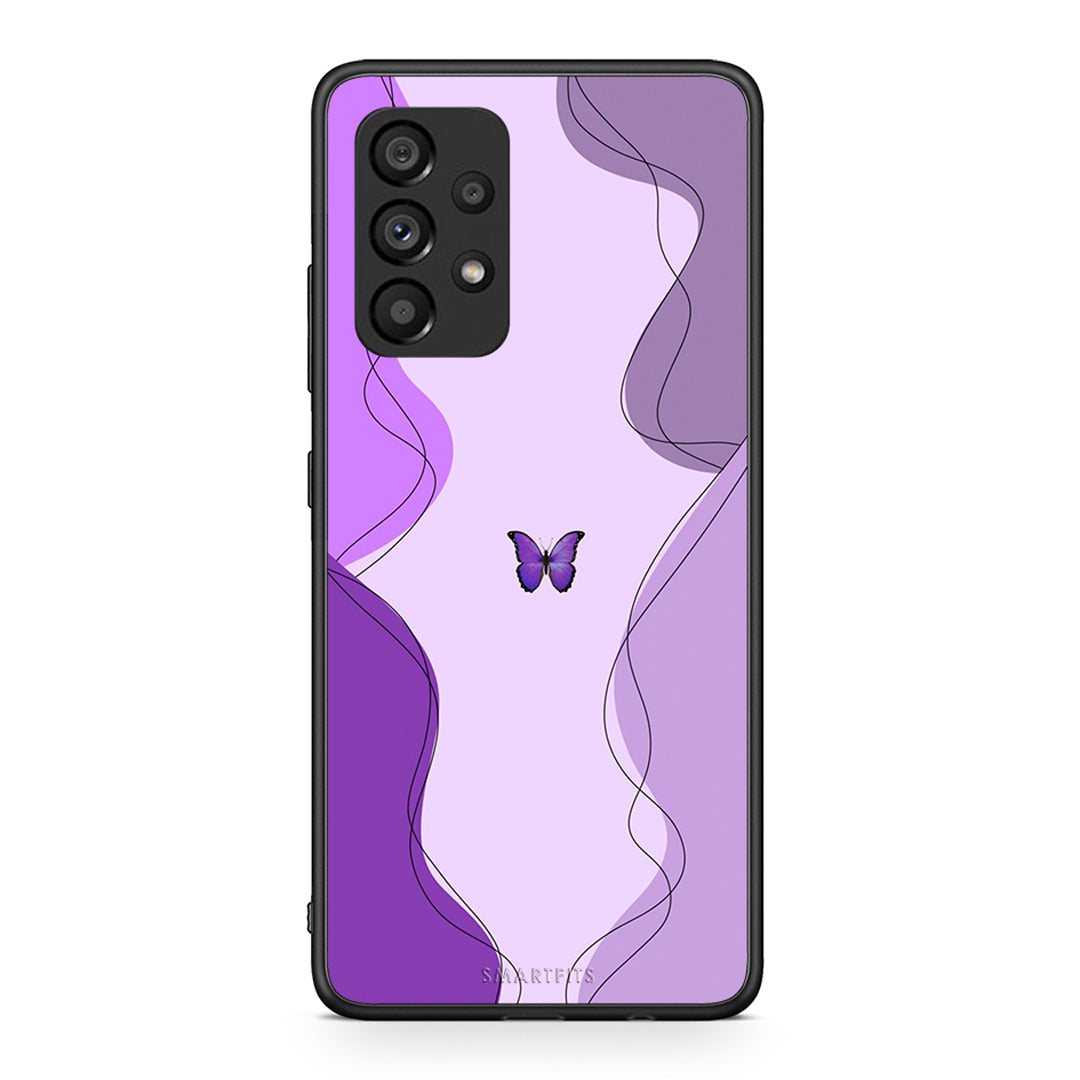 Samsung A53 5G Purple Mariposa Θήκη Αγίου Βαλεντίνου από τη Smartfits με σχέδιο στο πίσω μέρος και μαύρο περίβλημα | Smartphone case with colorful back and black bezels by Smartfits