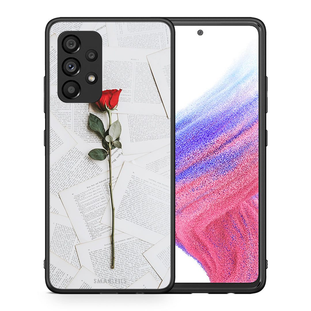 Θήκη Samsung A53 5G Red Rose από τη Smartfits με σχέδιο στο πίσω μέρος και μαύρο περίβλημα | Samsung A53 5G Red Rose case with colorful back and black bezels