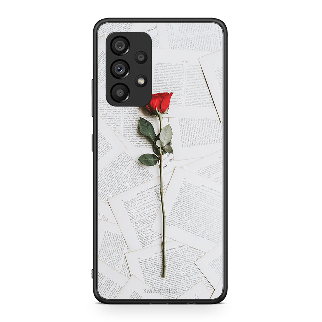 Samsung A53 5G Red Rose θήκη από τη Smartfits με σχέδιο στο πίσω μέρος και μαύρο περίβλημα | Smartphone case with colorful back and black bezels by Smartfits