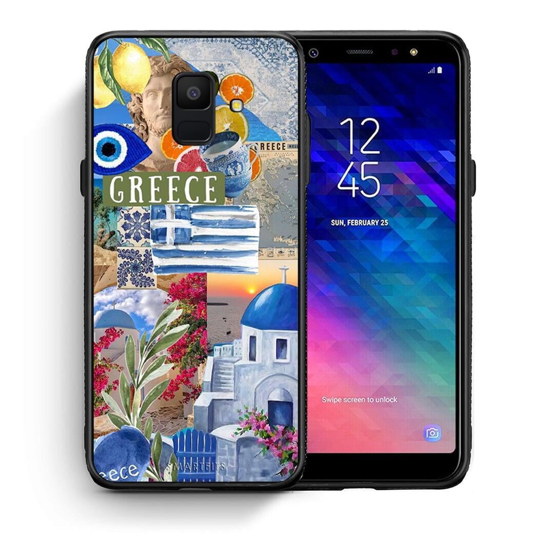 Θήκη Samsung A6 2018 All Greek από τη Smartfits με σχέδιο στο πίσω μέρος και μαύρο περίβλημα | Samsung A6 2018 All Greek case with colorful back and black bezels