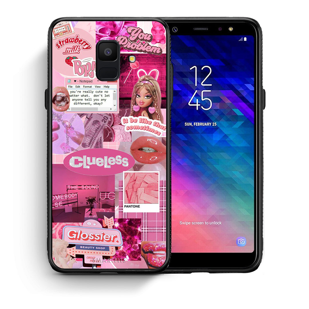 Θήκη Αγίου Βαλεντίνου Samsung A6 2018 Pink Love από τη Smartfits με σχέδιο στο πίσω μέρος και μαύρο περίβλημα | Samsung A6 2018 Pink Love case with colorful back and black bezels