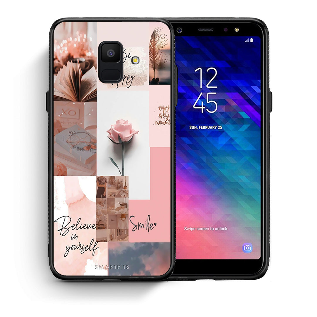 Θήκη Samsung A6 2018 Aesthetic Collage από τη Smartfits με σχέδιο στο πίσω μέρος και μαύρο περίβλημα | Samsung A6 2018 Aesthetic Collage case with colorful back and black bezels