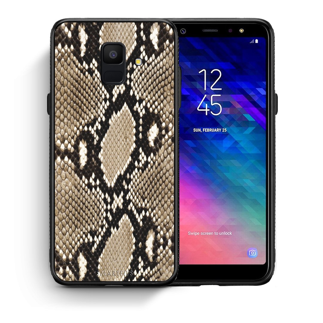 Θήκη Samsung A6 2018 Fashion Snake Animal από τη Smartfits με σχέδιο στο πίσω μέρος και μαύρο περίβλημα | Samsung A6 2018 Fashion Snake Animal case with colorful back and black bezels