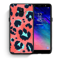 Thumbnail for Θήκη Samsung A6 2018 Pink Leopard Animal από τη Smartfits με σχέδιο στο πίσω μέρος και μαύρο περίβλημα | Samsung A6 2018 Pink Leopard Animal case with colorful back and black bezels