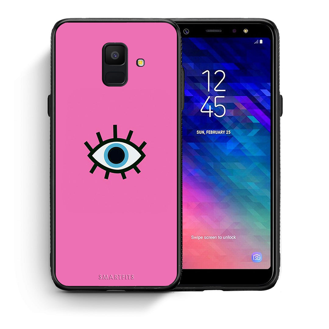 Θήκη Samsung A6 2018 Blue Eye Pink από τη Smartfits με σχέδιο στο πίσω μέρος και μαύρο περίβλημα | Samsung A6 2018 Blue Eye Pink case with colorful back and black bezels