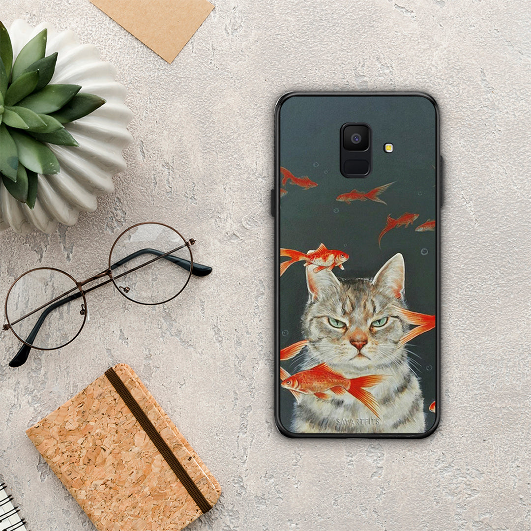 Cat Goldfish - Samsung Galaxy A6 2018 case