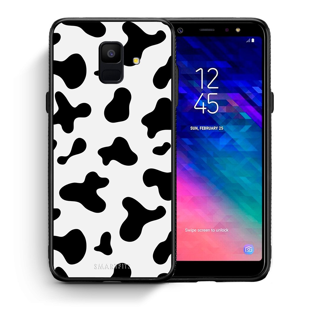 Θήκη Samsung A6 2018 Cow Print από τη Smartfits με σχέδιο στο πίσω μέρος και μαύρο περίβλημα | Samsung A6 2018 Cow Print case with colorful back and black bezels