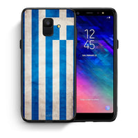 Thumbnail for Θήκη Samsung A6 2018 Greek Flag από τη Smartfits με σχέδιο στο πίσω μέρος και μαύρο περίβλημα | Samsung A6 2018 Greek Flag case with colorful back and black bezels