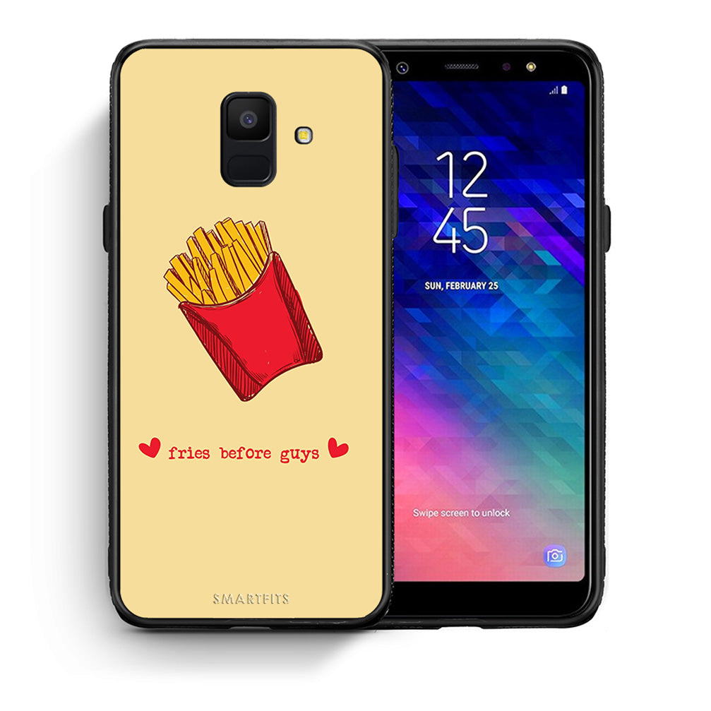 Θήκη Αγίου Βαλεντίνου Samsung A6 2018 Fries Before Guys από τη Smartfits με σχέδιο στο πίσω μέρος και μαύρο περίβλημα | Samsung A6 2018 Fries Before Guys case with colorful back and black bezels