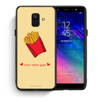 Thumbnail for Θήκη Αγίου Βαλεντίνου Samsung A6 2018 Fries Before Guys από τη Smartfits με σχέδιο στο πίσω μέρος και μαύρο περίβλημα | Samsung A6 2018 Fries Before Guys case with colorful back and black bezels