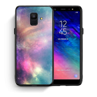 Thumbnail for Θήκη Samsung A6 2018 Rainbow Galaxy από τη Smartfits με σχέδιο στο πίσω μέρος και μαύρο περίβλημα | Samsung A6 2018 Rainbow Galaxy case with colorful back and black bezels