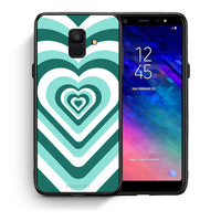 Thumbnail for Θήκη Samsung A6 2018 Green Hearts από τη Smartfits με σχέδιο στο πίσω μέρος και μαύρο περίβλημα | Samsung A6 2018 Green Hearts case with colorful back and black bezels